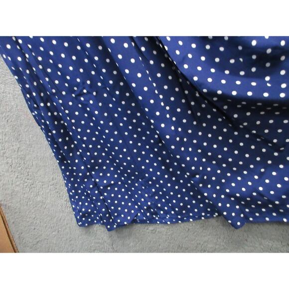 J. Crew Navy Blue Polka Dot Blouson Drop Pleat Silk Midi Dress Size 4 - Picture 11 of 14